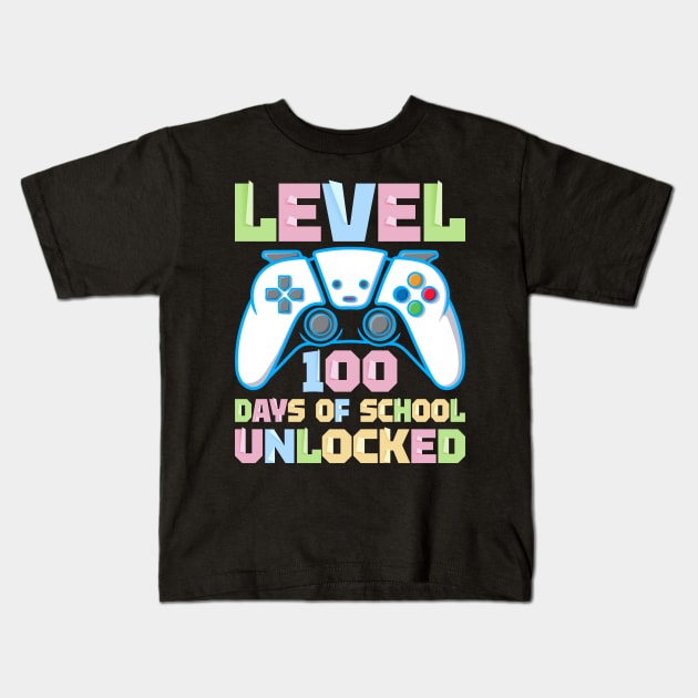 Level 100 Days Of School Unlocked Video Games Boys Gamer Kids T-Shirt by reginaturner